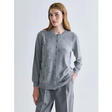 Lcw  Bisiklet Yaka Kendinden Desenli Kadın Triko Hırka  (W5)