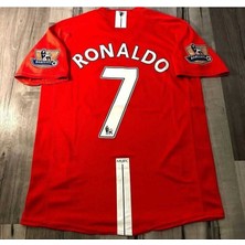 2008 Sezon Cristiano Ronaldo Kırmızı Kısa Kol Yetişkin Futbol Forması (Kırmızı) Ag