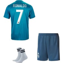 Ş.ligi Turkuaz Realmadrid 2017/18 Ronaldo Futbol Çocuk Forması 3'lü Set