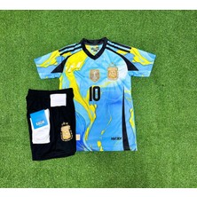 Arjantin 2024/25 Yeni Sezon Lionel Messi Özel Konsept Çocuk Forması 4'lü (Blue-Yellow)
