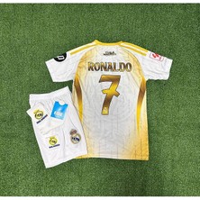 R.madridd 2024-25 Yeni Sezon Ronaldo Çocuk Forması 4'lü (Armalı White-Gold)