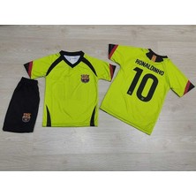 F.c B.a.r.c.e.l.o.n.a Ronaldinho Nostalji Çocuk Forması 3'lü Set (Neon)