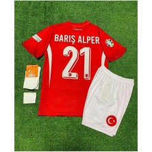 Türkiye 2024 Barış Alper Yılmaz Saha Çocuk Forması 4'lü Set (Euro 2024 Patch) Kırmızı