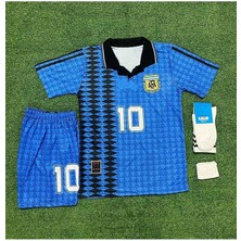 Arjantin 2023/24 Yeni Sezon Lionel Messi Ikonik Özel Nostalji Çocuk Forması 4'lü Set