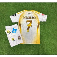 R.madridd 2024-25 Yeni Sezon Ronaldo Çocuk Forması 4'lü (Armalı White-Gold)