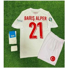 Türkiye 2024 Barış Alper Yılmaz Saha Çocuk Forması 4'lü Set (Euro 2024 Patch) Beyaz