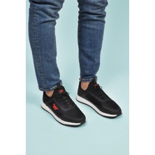 Siyah Kırmızı Kilit Bağcıklı Hafif Esnek Erkek Spor Ayakkabı Apollo 166 M