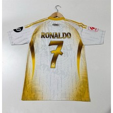 R.madridd 2024-25 Yeni Sezon Cristiano Ronaldo Yetişkin Forması (White-Gold)
