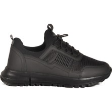 Siyah Hafif Esnek Kilit Bağcıklı Unisex Spor Ayakkabı Nans 6006 G