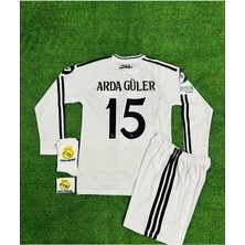 R.e.a.l M.a.d.r.i.d 2024-25 Yeni Sezon A.r.d.a G.ü.l.e.r Uzun Kol Çocuk Forması 4'lü Set (Armalı)