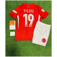 Türkiye 2024 Kenan Yıldız Iç Saha Çocuk Forması 4'lü Set (Euro 2024 Patch) Kırmızı