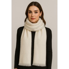 Kadın Şal Kışlık Akrilik Düz Krem Renk- Sıcak Tutan, Yumuşak Dokulu Günlük Kullanıma Uygun Uzun Atkı