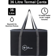 Wallery Bags 36 lt Isı Yalıtımlı Termal Çanta Siyah Su Geçirmez Kumaş 40x30x30 cm Boyutlarıyla
