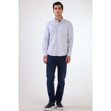 Açık Mavi Fitilli Uzun Kol Regular Fit Erkek Gömlek