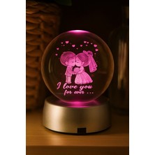 Romantik Işıklı Kristal Küre – “ı Love You Forever” Rgb LED Işıklı Pilli