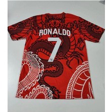 R.e.a.l M.a.d.r.i.d 2023/24 Yeni Sezon Cristiano Ronaldo Ejderha Motifli Özel Konsept Forması (Red)