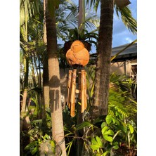 Tropikal Hindistan Cevizi Rüzgar Çanı Maymun Büstü Coconat Asmalı Akustik Sesli Dekor Ev Bahçe Balkon Süsü Hediyelik Dekoratif Set