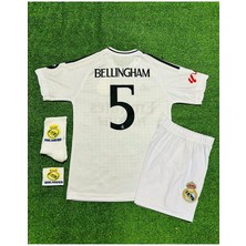 Real Madrid 2024-25 Yeni Sezon Jude Bellingham Iç Saha Çocuk Forması 4'lü Armalı Set