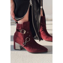 Ednaw Süet Toka Detaylı Bordo Topuklu Bot