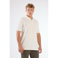 Beyaz Polo Yaka Pamuklu Düz Renk Slim Fit Erkek T-shirt