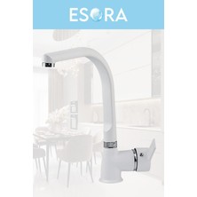 Beyaz Balık Sırtı Krom Delta Eviye Bataryası Mutfak Bataryası Çift Su Girişli 2 Yıl Garantili