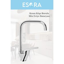 Köşe Borulu Modern Krom Kaplama Çift Fonksiyonlu Mutfak Eviye Bataryası