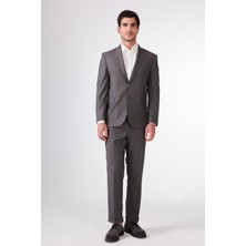Dufy Gri Erkek Düz Mono Yaka Takım Elbise