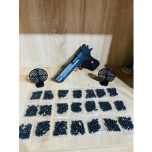 Büyük Boy 30X15 cm Şarjörlü Boncuklu Plastik Silah 1 Adet+ 2 Adet Hedef +  21 Adet Plastik Boncuk