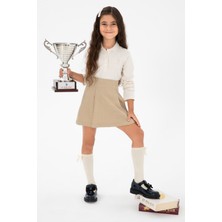 U.S. Polo Assn. Kız Çocuk Krem Polo Yaka Basic Sweatshirt 50296377-VR071