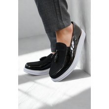 Derije Erkek Loafer Casual Klasik Rugan Ayakkabı Siyah/beyaz MN002