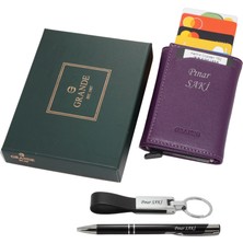 Grande 752 Isme Özel Hakiki Deri Mekanizmalı Erkek Cüzdan Isme Özel Kalem-Anahtarlık Hediyeli