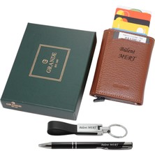 Grande 752 Isme Özel Hakiki Deri Mekanizmalı Erkek Cüzdan Isme Özel Kalem-Anahtarlık Hediyeli