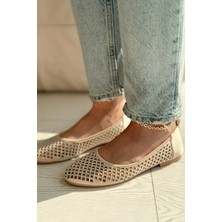 Ronetta Saten Taş Detaylı Babet Nude