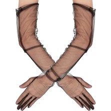 Buğz Uzun Boy Likralı Siyah Yetişkin Mega Tül Eldiven