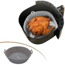 Buğz Renkli Isıya Dayanıklı Yıkanılabilir Silikon Fırın ve Airfryer Yuvarlak Pişirme Matı 20 cm