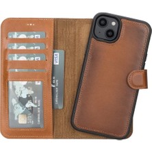 Buğz Apple iPhone 14 Plus Uyumlu Deri Cüzdanlı Kılıf Mwwn RST2EF Taba