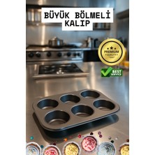 Buğz Cupcake Fırın Kalıbı 6 Büyük Bölmeli 6 Bölmeli Muffin Kek Kalıbı