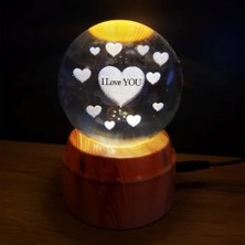 Buğz Kalpli I Love You Tasarımlı Dönen Cam Küre