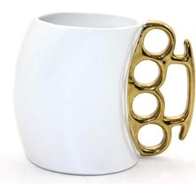 Buğz Porselen Muşta Tasarımlı Kupa Bardak Beyaz Renk