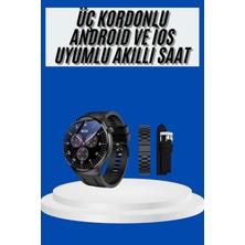 Buğz Amoled Ekran Akıllı Saat Üç Kordonlu Ios Android Uyumlu