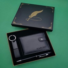 Buğz Kutulu Siyah Tükenmez Kalem, Cüzdan ve Anahtarlık Seti