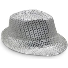 Buğz Gümüş Payetli Fötr Şapka Yetişkin Boy