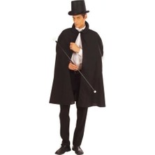 Buğz Siyah Sihirbaz Pelerini  ve Sihirbaz Şapkası  Yetişkin Boy