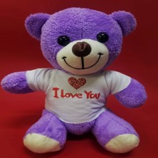 Buğz Mor I Love You Tişörtlü Peluş Ayıcık