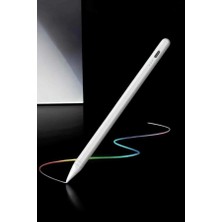 Buğz Dokunmatik Kalem Beyaz Şarjlı Yedek Uçlu Android ve Ios Uyumlu