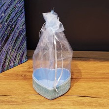 Buğz Mavi Kalp Tasarımlı Tül Kese