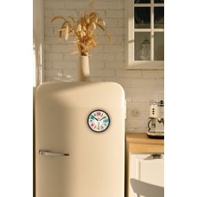 KaktüsKedi Mıknatıslı Buzdolabı Saati 11  cm  Yuvarlak Avangart Tasarım