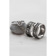 Sonsuzluk Desenli Karartmalı Çift Gümüş Alyans (Tektaş Hediyeli)