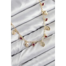 Pirinç Zirkon Taşlı Sallantılı Damla Model Gold Renk Kadın Kolye