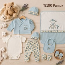 Milays Kız Bebek 0-3 Ay Çiçekli Tavşanlı 10LU Set %100 Organik Pamuk